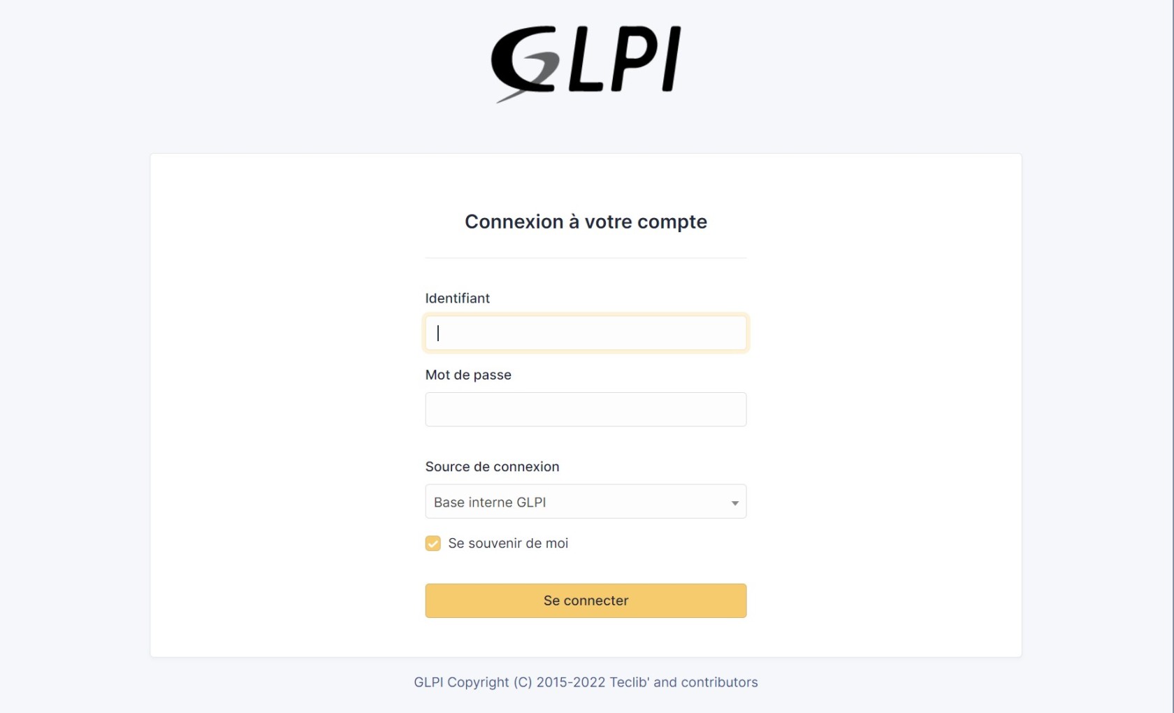 Connexion au logiciel GLPI